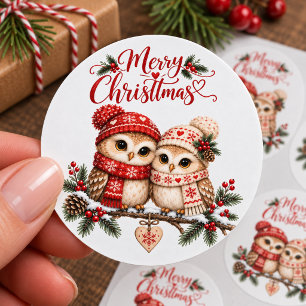 Gemütliche nordische skandinavische Weihnachts-Eul Runder Aufkleber