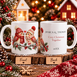 Gemütliche nordische skandinavische Weihnachtsvöge Kaffeetasse