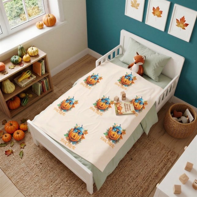 Gemütliche personalisierte Kürbis-Herbst-Kinderdec Fleecedecke (Von Creator hochgeladen)