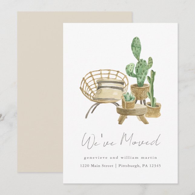 Gemütliche Pflanze Neue Zuhause-Moving Ankündigung (Vorne/Hinten)