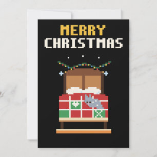 Gemütliche Pixelkunst-Weihnachtskarte für das Schl Feiertagskarte