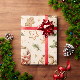 Gemütliche Plätzchen Heiße Schokolade Stechpalme W Geschenkpapier