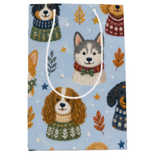 Gemütliche Pullover-Welpen Winter-Hund-Muster Mittlere Geschenktüte