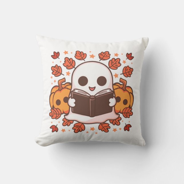 Gemütliche Reads und Pumpkins Kissen (Vorderseite)