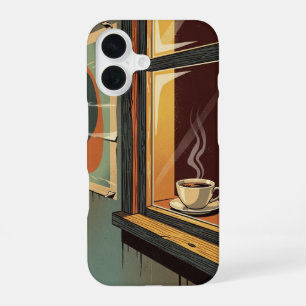 Gemütliche Retro-Café-Ansicht iPhone 16 Hülle