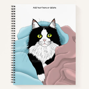 Gemütliche rosa blaue fantastische Tuxedo-Katzen-D Notizbuch