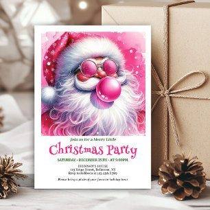 Gemütliche rosa Weihnachtsmann-Kaugummi-Wasserfarb Einladung