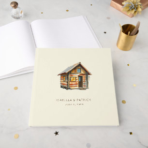 Gemütliche rustikale Holzhütte Aquarell-Illustrati Gästebuch