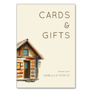 Gemütliche rustikale Wasserfarbenhütte Tischnummer