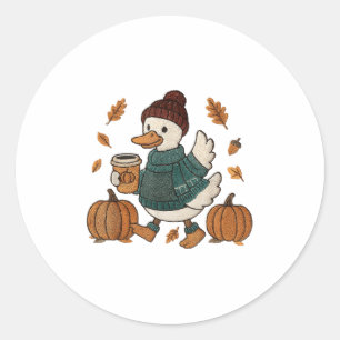 Gemütliche Saison Ente Niedlich Herbst Ente Kürbis Runder Aufkleber