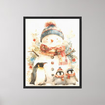 Gemütliche Schneemann Pinguine Kinderzimmer Wand A