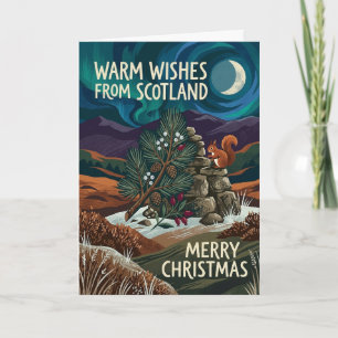 Gemütliche schottische Weihnachtskatzenkarte Karte