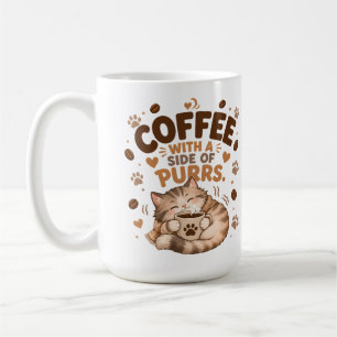 Gemütliche Tabby-Katze trinkt Kaffee Purrs Mug Ges Kaffeetasse