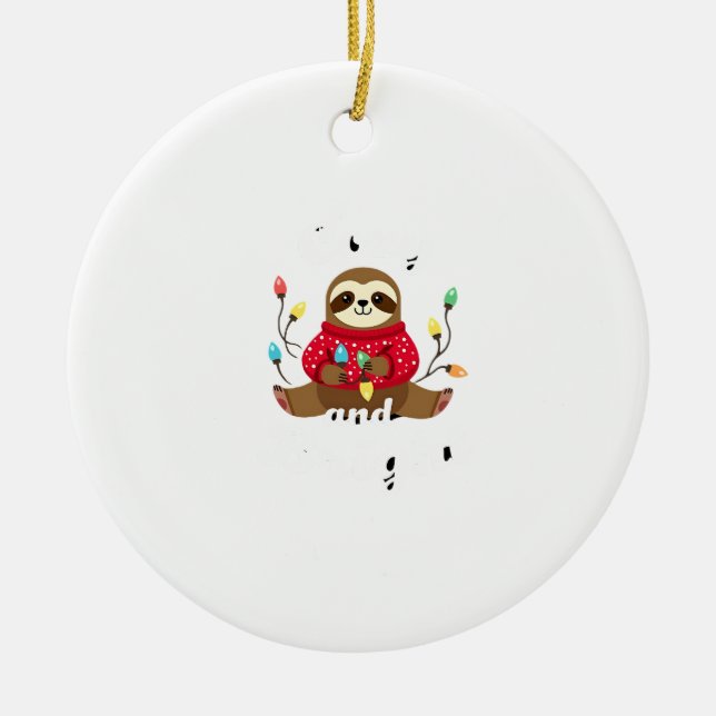 Gemütliche und helle Faultier-Weihnachtslichter (2 Keramik Ornament (Vorne)