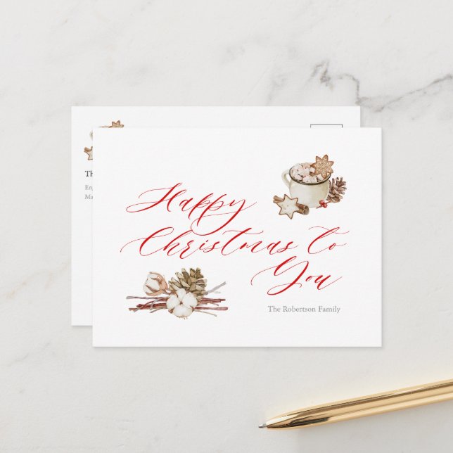 Gemütliche Urlaubswünsche Postkarte (Vorderseite/Rückseite Beispiel)