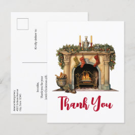 Gemütliche Viktorianische Feuerstelle Weihnachten  Postkarte