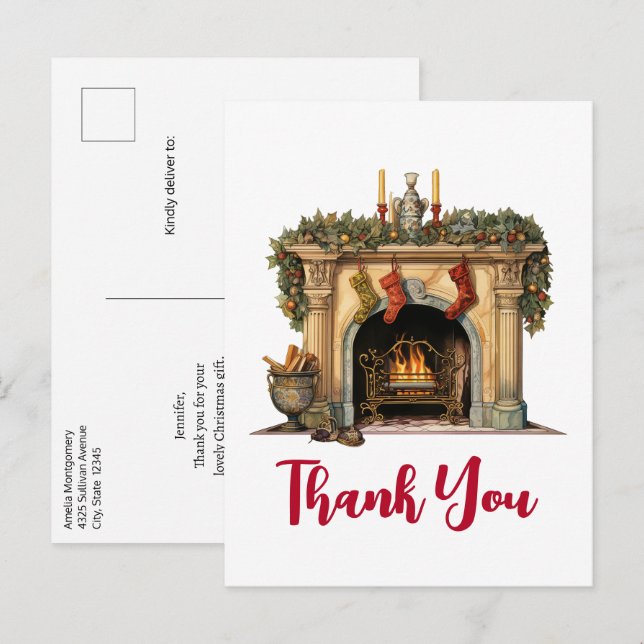 Gemütliche Viktorianische Feuerstelle Weihnachten  Postkarte (Vorne/Hinten)