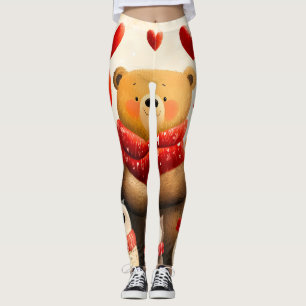 Gemütliche Wald-Bär-Eule-Familie Winterliebe Leggings