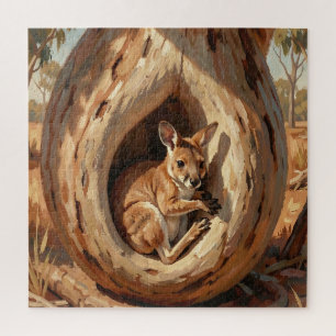 Gemütliche Wallaby-Höhle Baumstamm