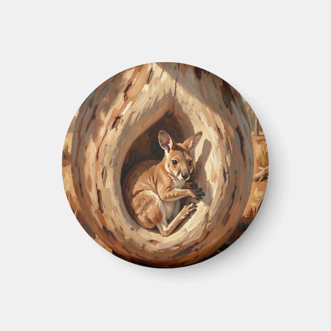Gemütliche Wallaby-Höhle Baumstamm Magnet (Vorne)