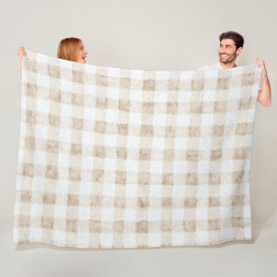 Gemütliche warme cremefarbene beige Streifen Fleecedecke