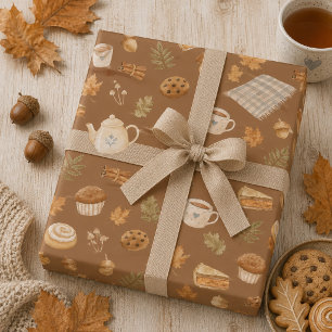 Gemütliche warme Herbstverpackung Geschenkpapier