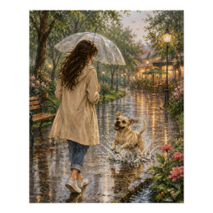 Gemütliche Wasserfarben-Hund-Illustration Poster