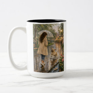 Gemütliche Wasserfarben-Hundeillustration Zweifarbige Tasse