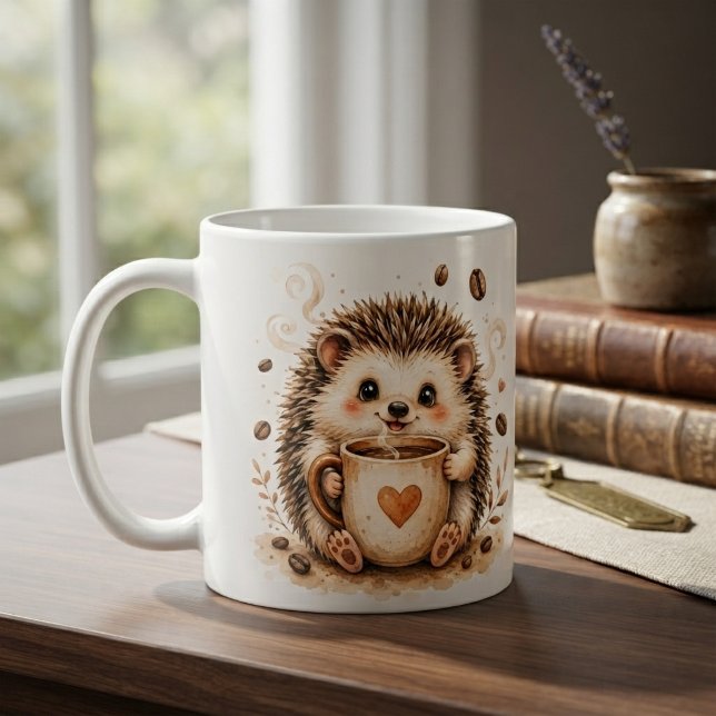 Gemütliche Wasserfarbenkunst des Igels Kaffeetasse (Von Creator hochgeladen)