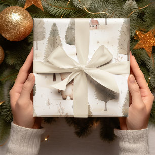 Gemütliche Weihnachten: Beige und weißer Wasserbär Geschenkpapier