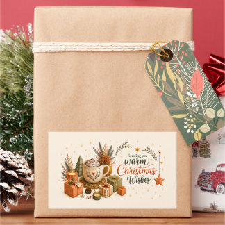 Gemütliche Weihnachts-Heiße-Schokolade-Botanik Rechteckiger Aufkleber