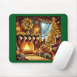 Gemütliche Weihnachts-Mauspad mit Kamin Mousepad