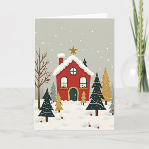 Gemütliche Weihnachts-Schneehäuschen-Karte Karte