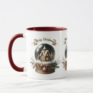 Gemütliche Weihnachts-Schneekugel-Hüttenszene Tasse