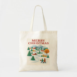 Gemütliche Weihnachts-Winterdorf-Tasche Tragetasche