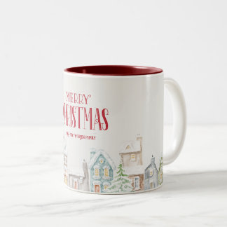 Gemütliche Weihnachts-Winterhäuser Zweifarbige Tasse