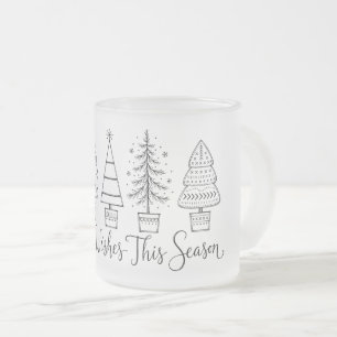 Gemütliche Weihnachtsbaum-Linienkunst-Illustration Mattglastasse