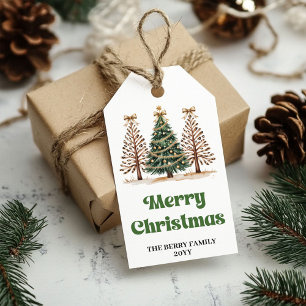 Gemütliche Weihnachtsbäume Wasserfarbe individuell Geschenkanhänger