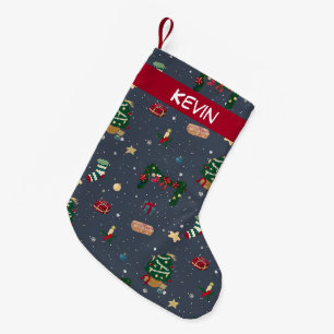 Gemütliche Weihnachtsdekoration. Benutzerdefiniert Kleiner Weihnachtsstrumpf