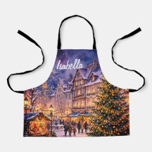 Gemütliche Weihnachtsdorflichter - Apron mit indiv