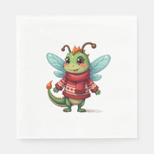 Gemütliche Weihnachtsdrachenfliege Serviette