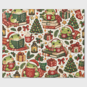 Gemütliche Weihnachtsfrösche   Süße Kawaii-Frosch- Geschenkpapier