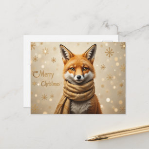 Gemütliche Weihnachtsfuchs-Kunst warme Winterwald Postkarte