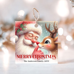 Gemütliche Weihnachtsgeschenkanhänger mit Santa un Geschenkanhänger