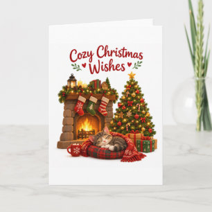 Gemütliche Weihnachtsgrüße Schlafende Katze Grußka Karte