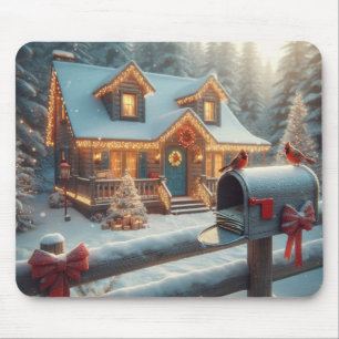 Gemütliche Weihnachtshütte Winter Wonderland Mousepad