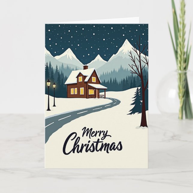 Gemütliche Weihnachtskabinenkarte Karte (Vorderseite)