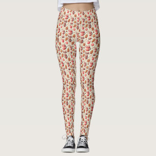 Gemütliche Weihnachtskakao- und Lebkuchenmuster Leggings