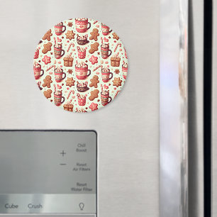 Gemütliche Weihnachtskakao- und Lebkuchenmuster Magnet