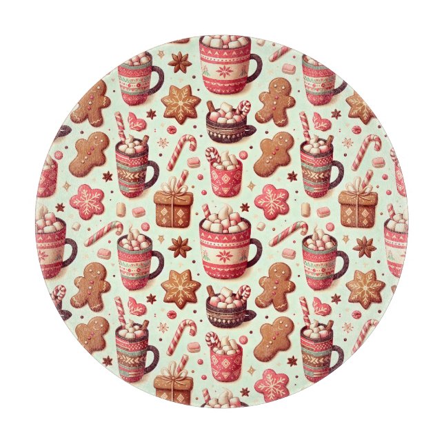 Gemütliche Weihnachtskakao- und Lebkuchenmuster Schneidebrett (Vorderseite)